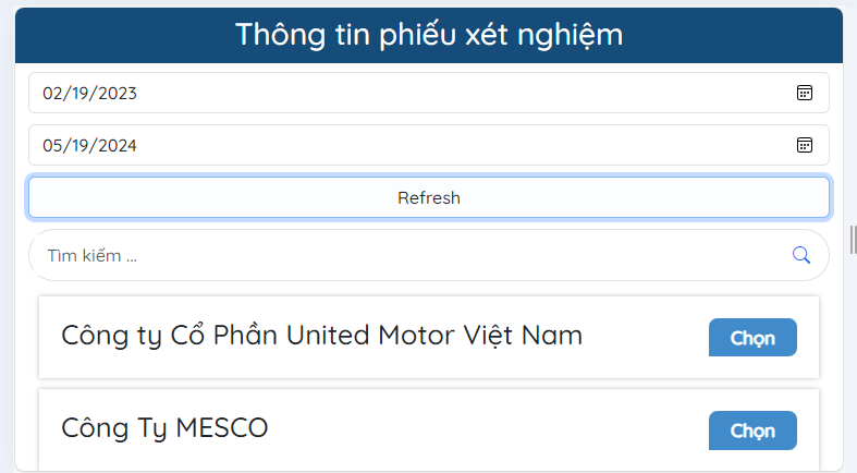 Thông tin phiếu xét nghiệm
